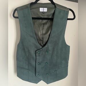 Men’s Rare Cielo Green Double-Breasted suede Vest